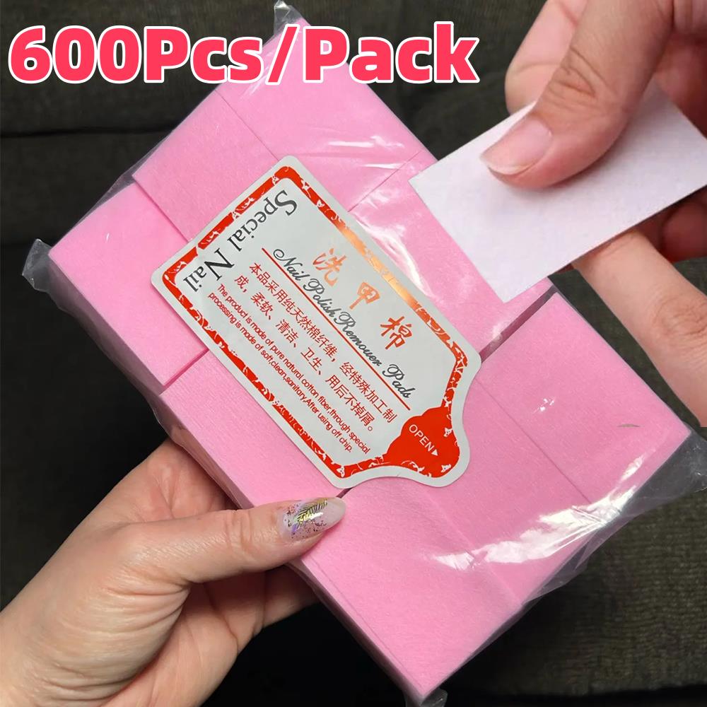 Beauty Of Makeup - 600 ชิ้น/แพ็ค แผ่นสำลีเช็ดทำความสะอาดเล็บ ปราศจากขุย สำหรับเช็ดน้ำยาล้างเล็บ ยูวีเจล