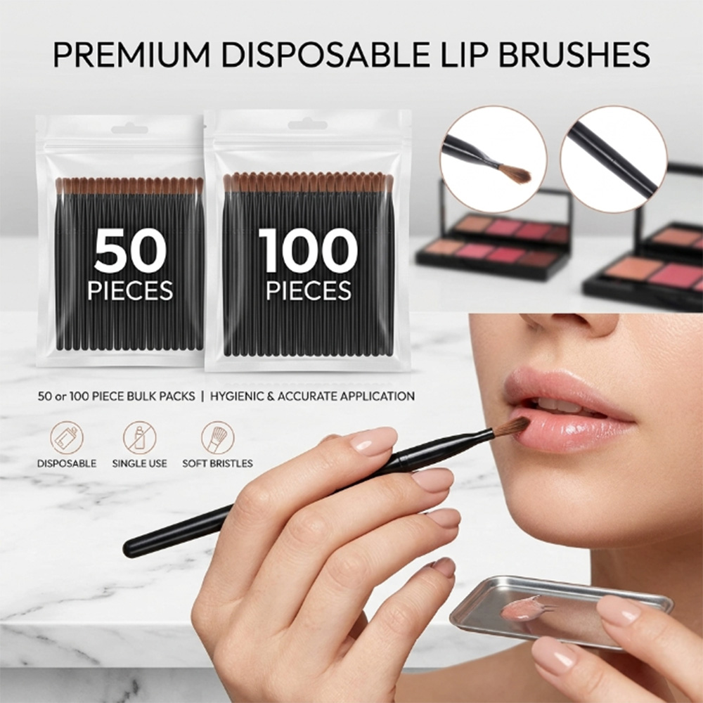 Beauty Of Makeup - 50/100 ชิ้นชุดแปรงทาปากแบบใช้แล้วทิ้งลิปสติกกลอส แวนด์ อพพลิเคเตอร์แปรงแต่งหน้าเครื่องมือความงามระดับมืออาชีพเครื่องสำอาง