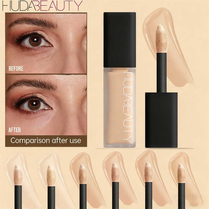 Beauty Huda Makeup - คอนซีลเลอร์บำรุงผิวหน้าและรอบดวงตา สำหรับรอยคล้ำใต้ตา จุดด่างดำ รอยสิว ครีมเบสแต่งหน้าเพื่อผิวสวยเป็นธรรมชาติ เครื่องสำอาง
